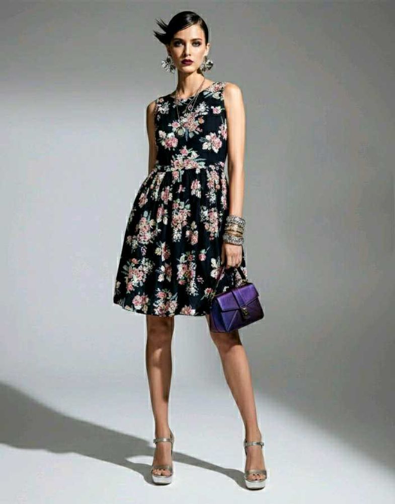 Chic Floral Fit And Flare Dress with Belt