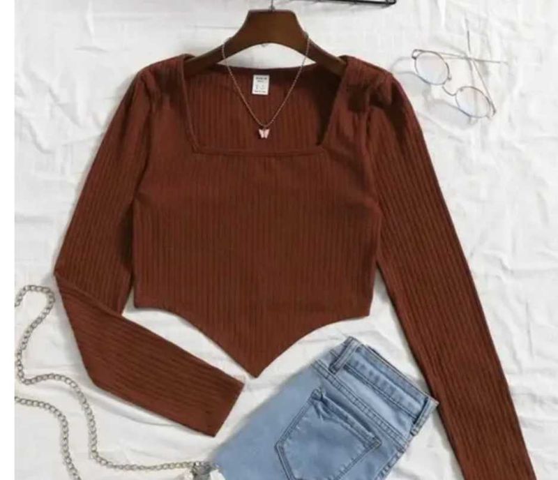 Square Neck Maroon Crop Top