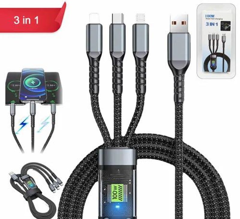 Uranedge 3-in-1 100W SuperSpeed Charging Cable