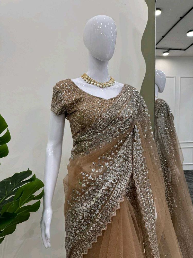 Beautiful Sequence Work Net Saree