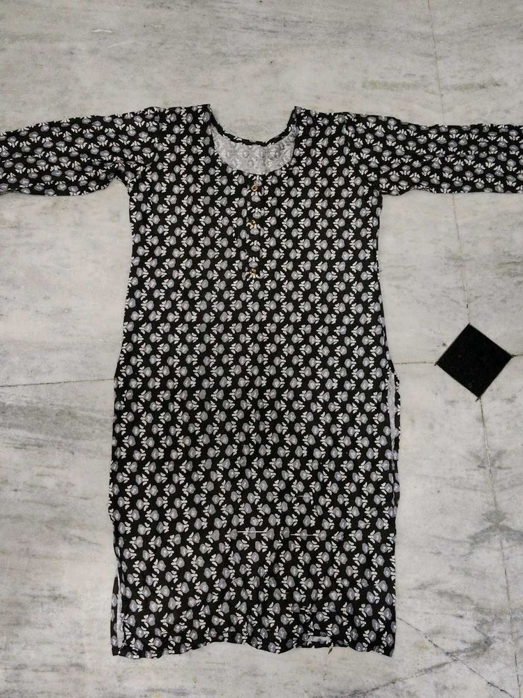 Printed Black Kurta🩷