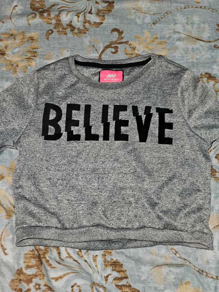 Believe Grey Top