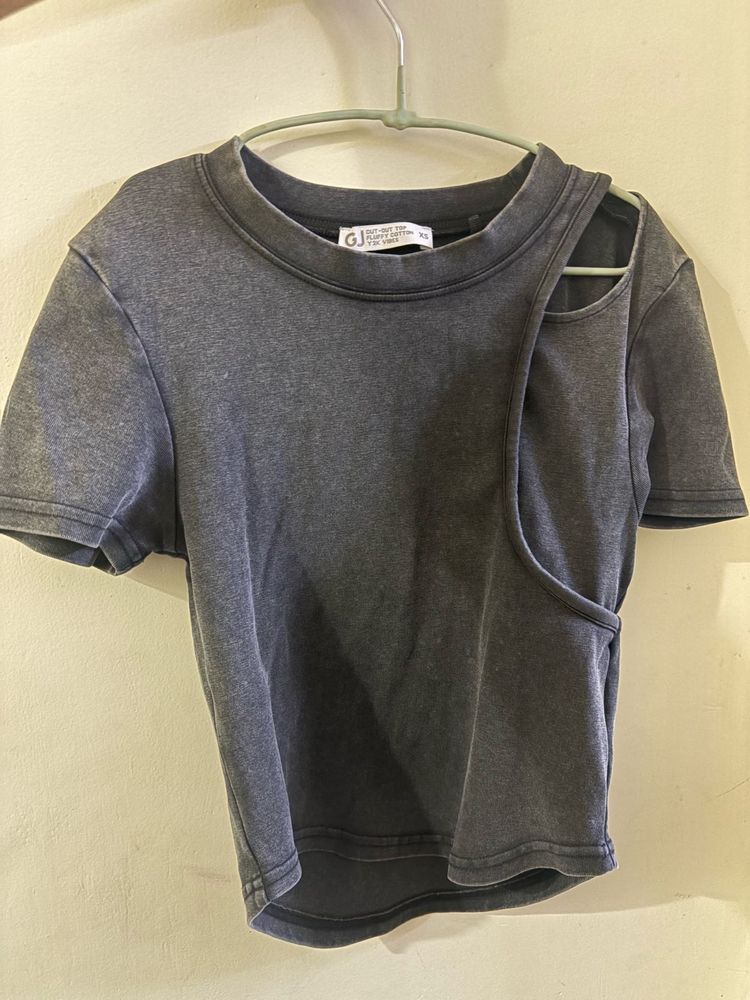 Gray Cutout Tee