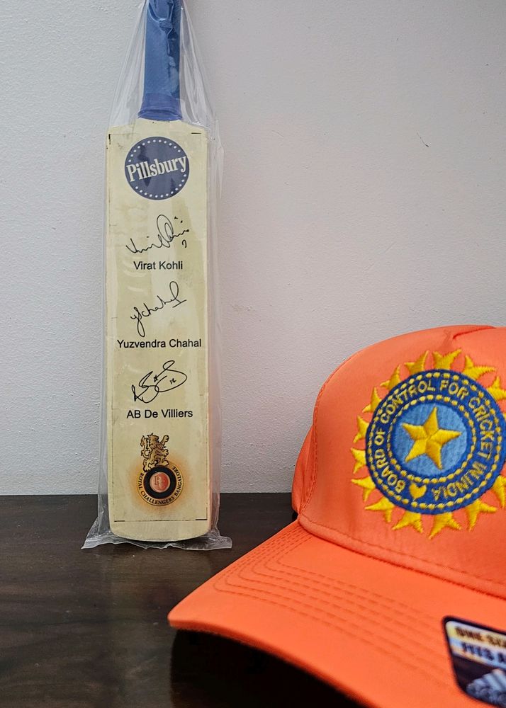 RCB IPL Signed Autographed Cricket Miniature Bat