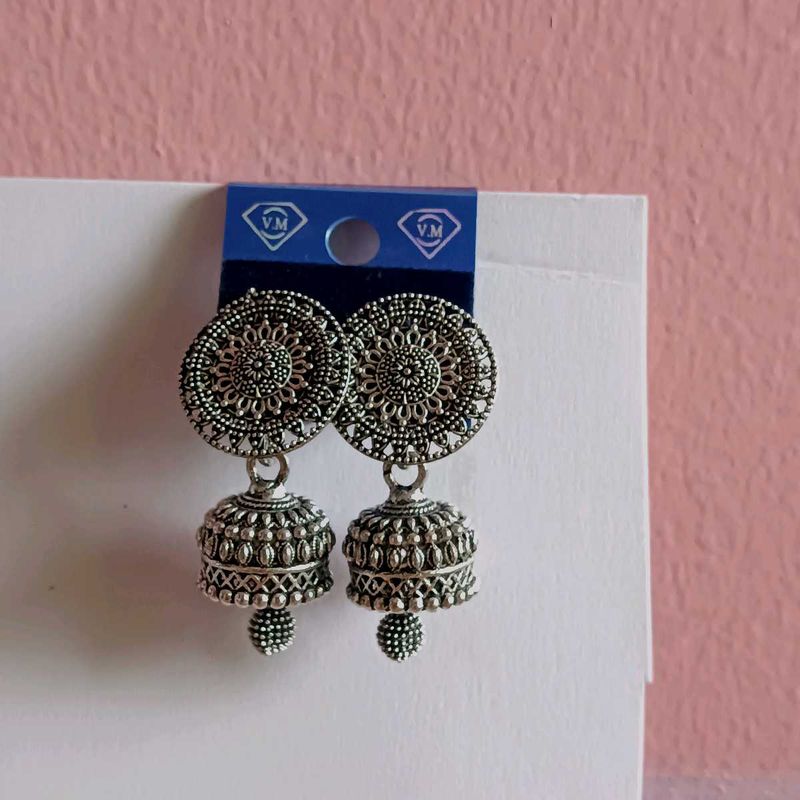 Silver Jhumka Earrings