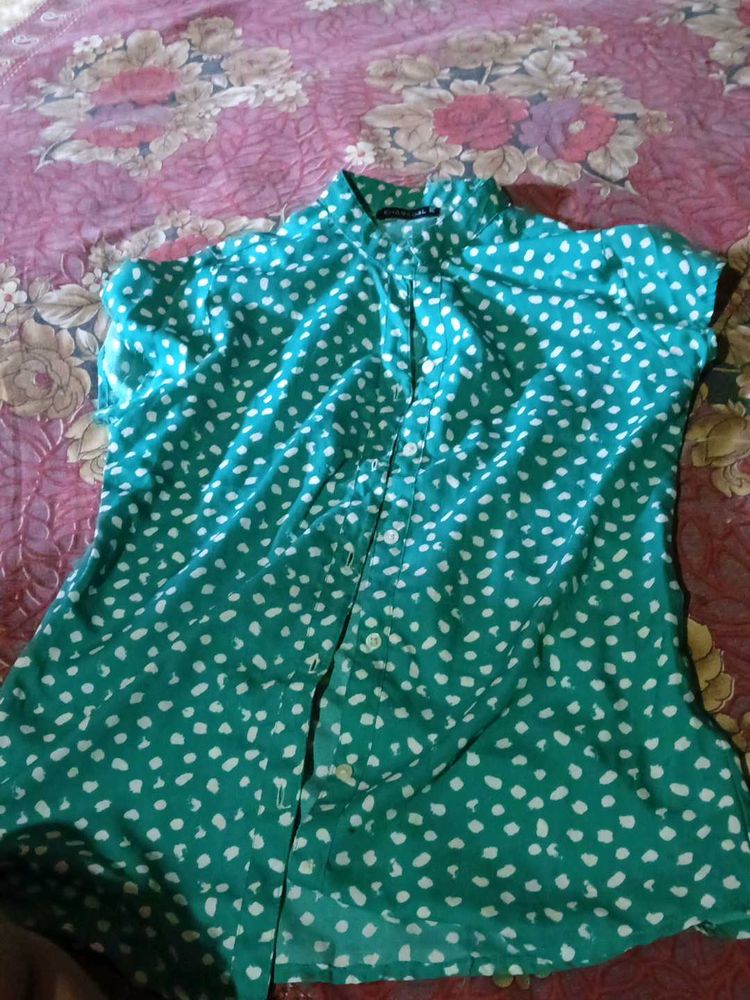 Green Polka Dot Top