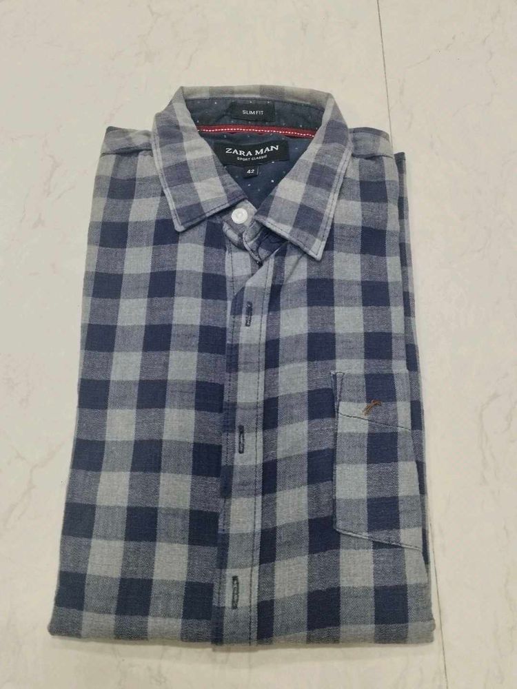 Zara Man Checked Slim Fit Shirt