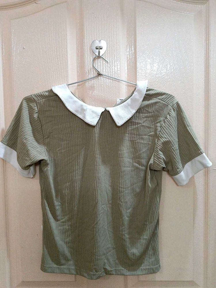 Cute Green Ribbed Top