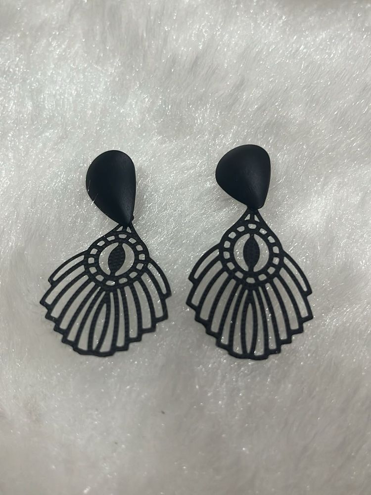 Black Art Deco Dangle Earrings