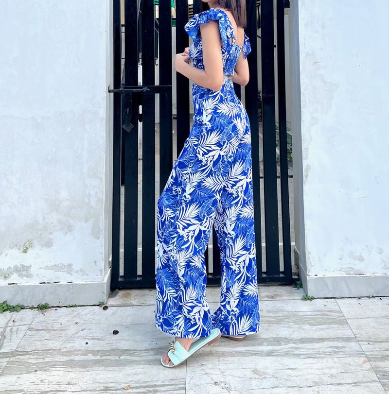 Blue Floral Print coord set (size- XS)