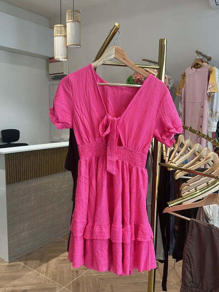 Urbanic Pink Tie-Front Mini Dress