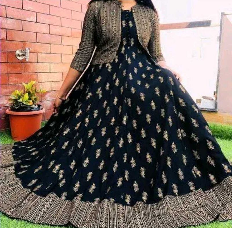Black &amp; Gold Print Maxi Dress with Jacket