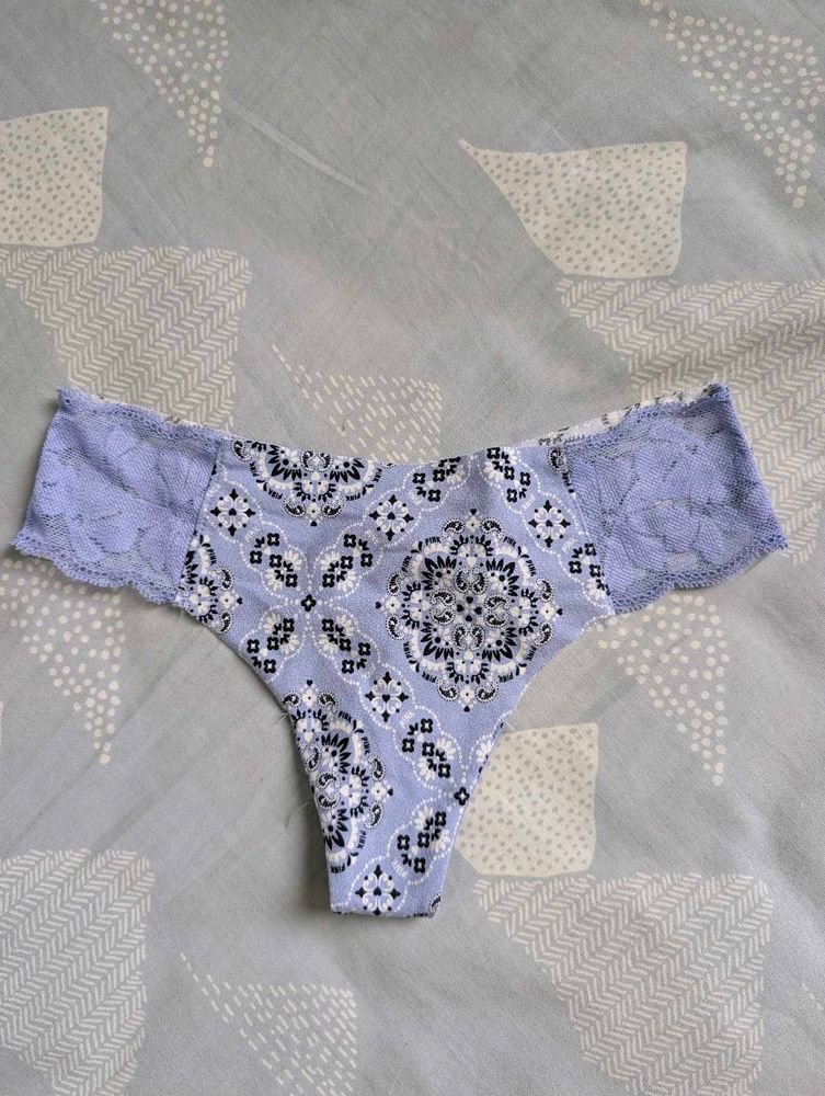 VS Pink Blue Lace Thong - Unused - Size XS