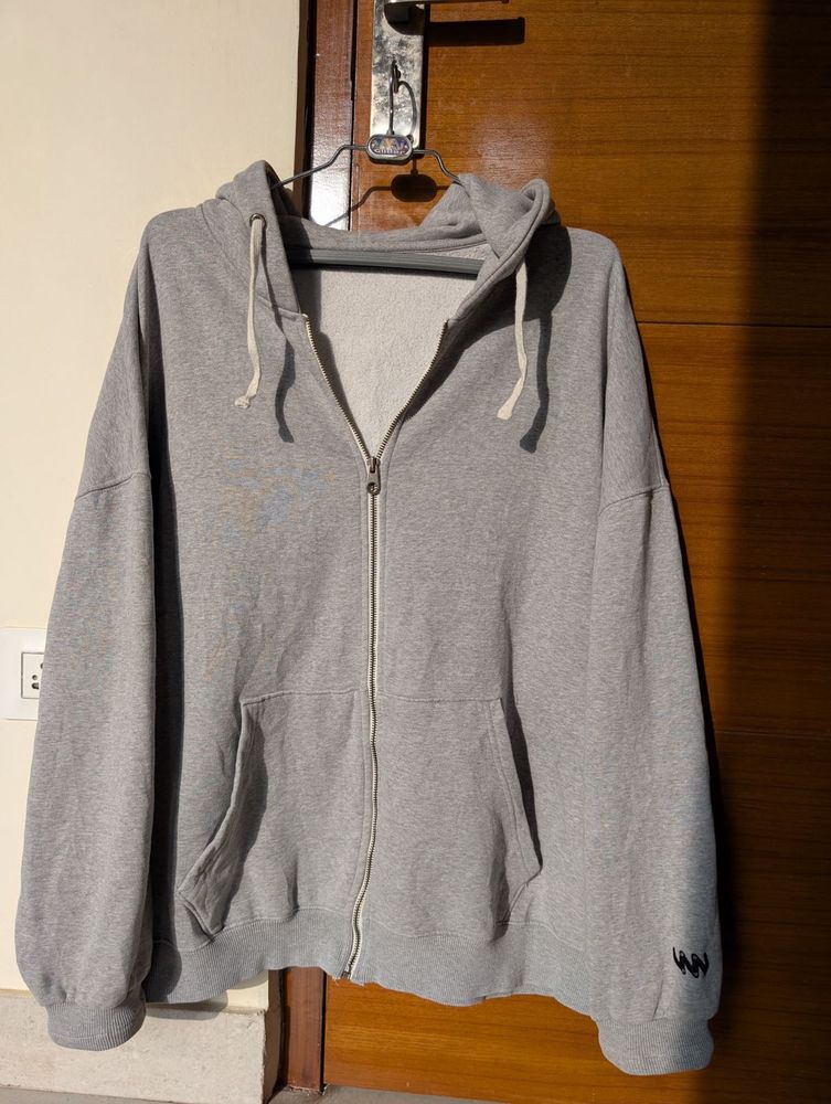 Oversized Grey Zipper Hoodie