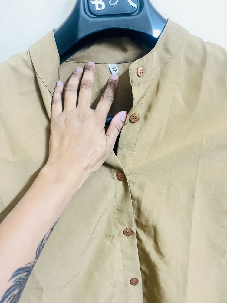 Tan Button-Up Top