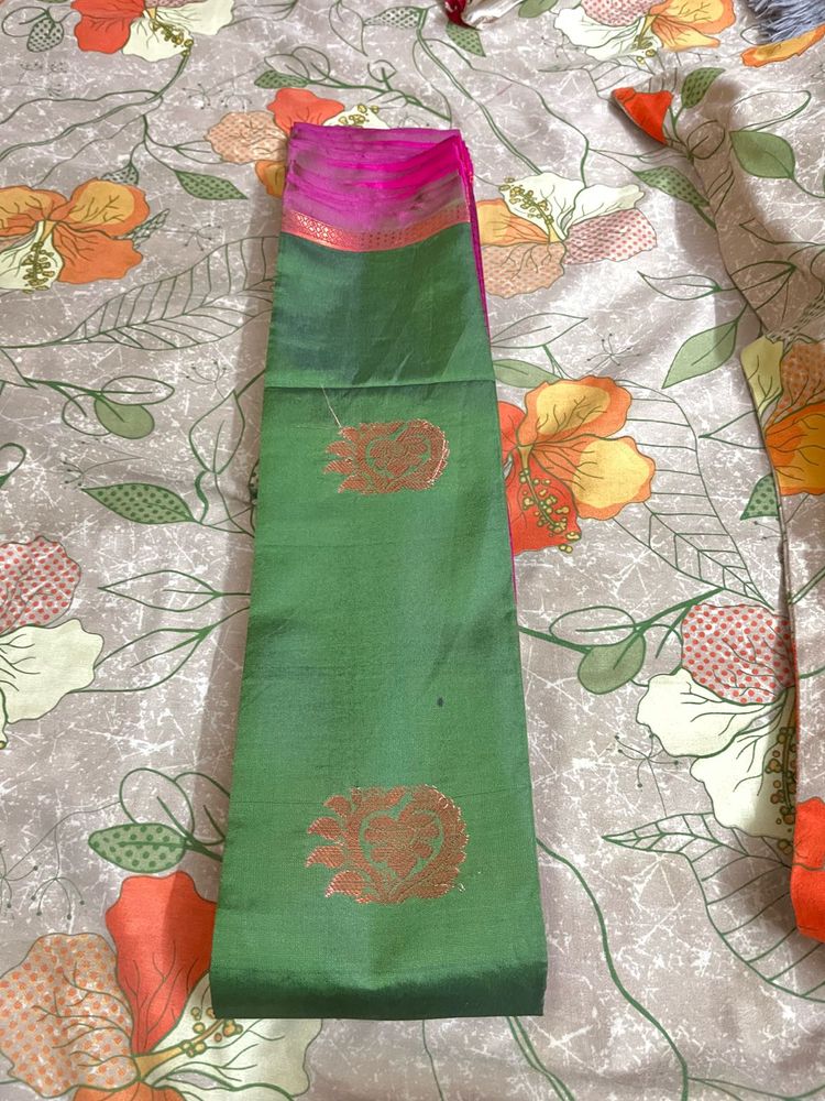 Green &amp; Pink Saree