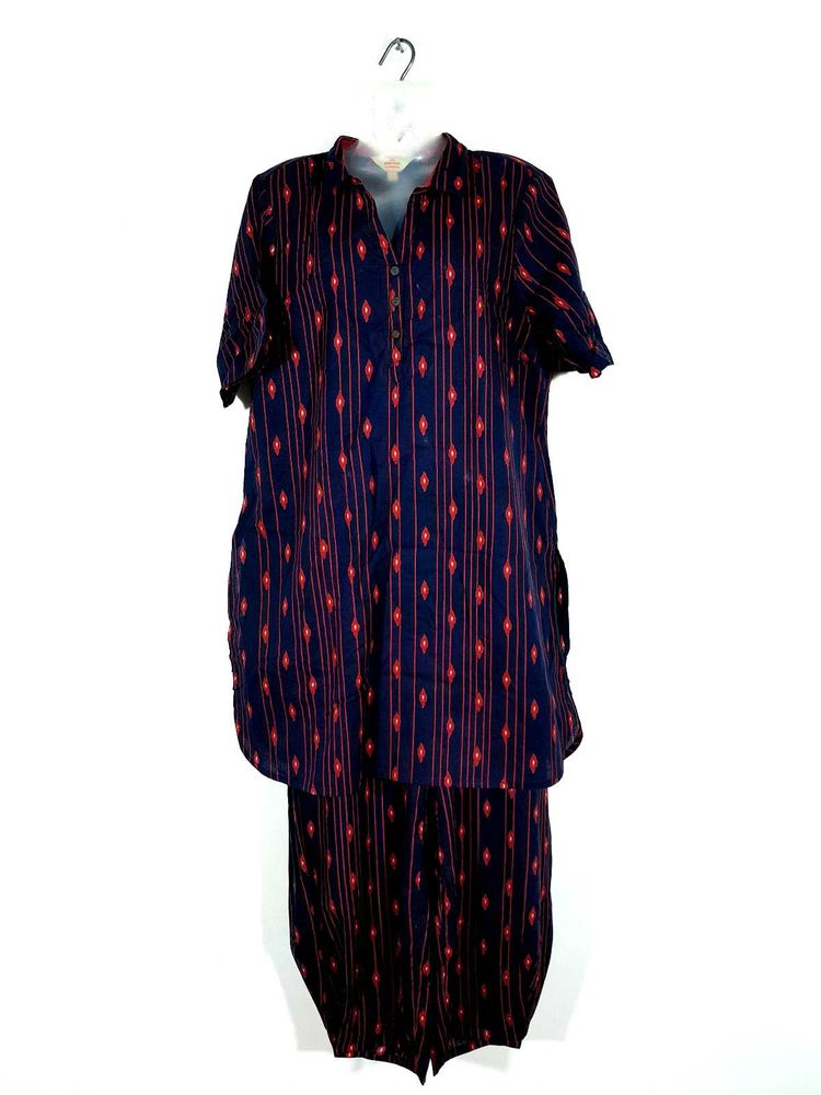 Black Printed Pathani Style Kurta Set For Women&#39;s