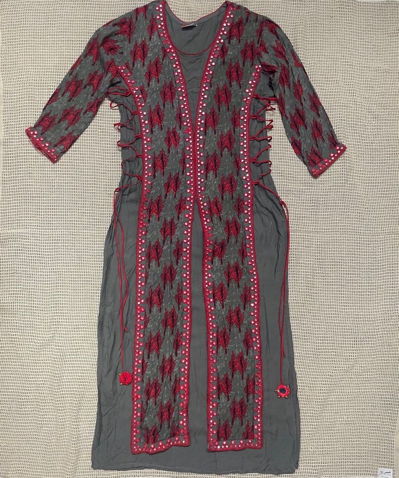 Olive Kurta with Embellishments