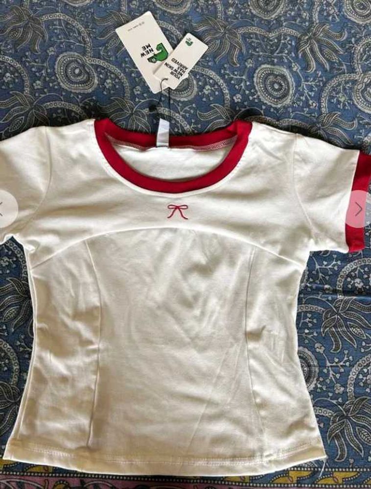 🌸white Red Top