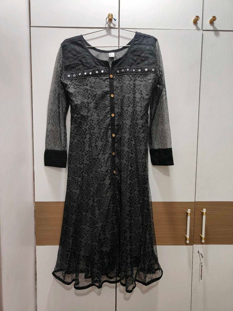 Black Net Kurta