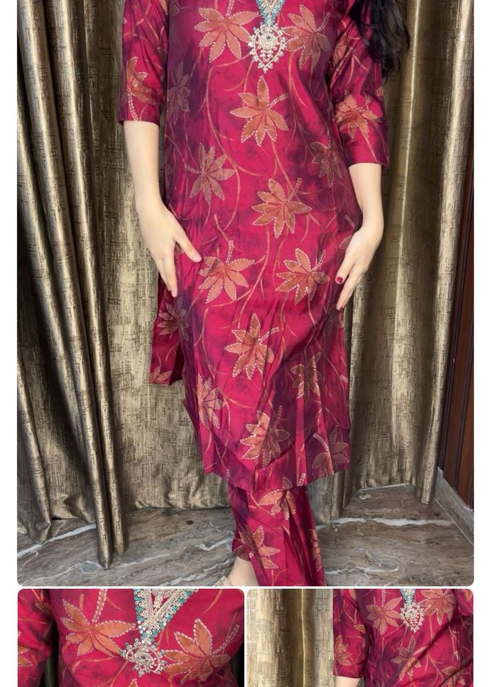Heavy Embroidered Kurta With Pants -Free Shipping