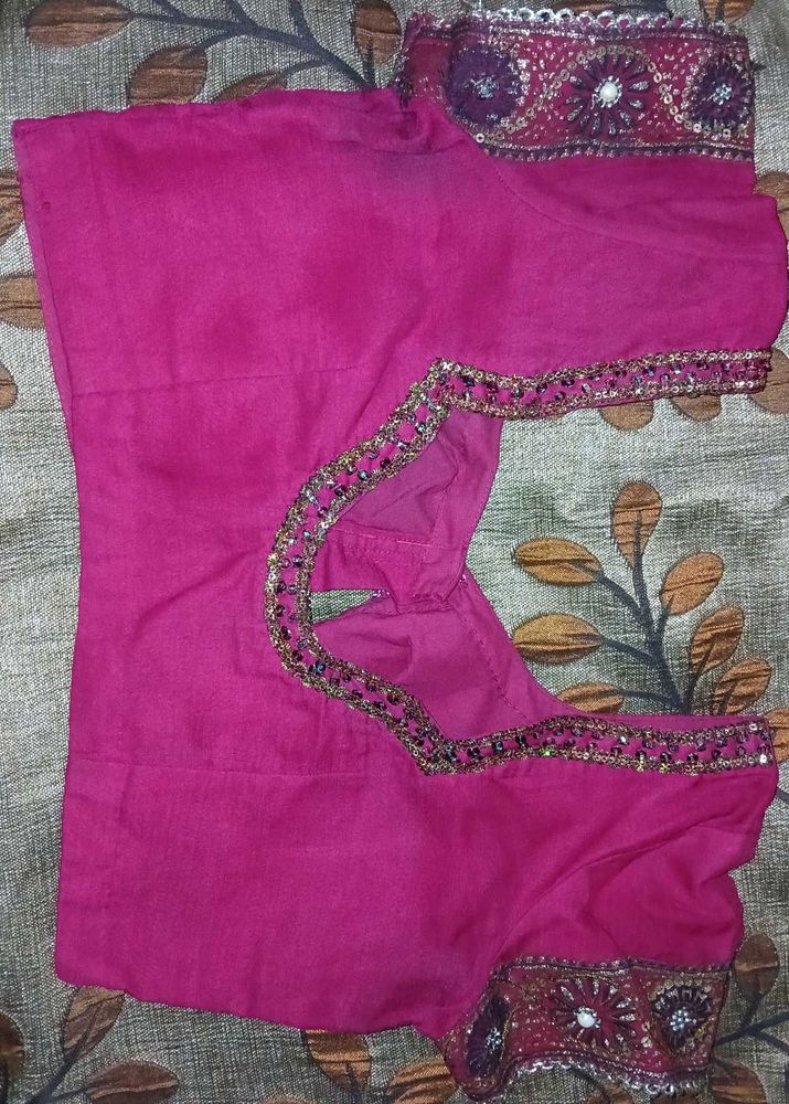 Pink Embellished Saree Blouse