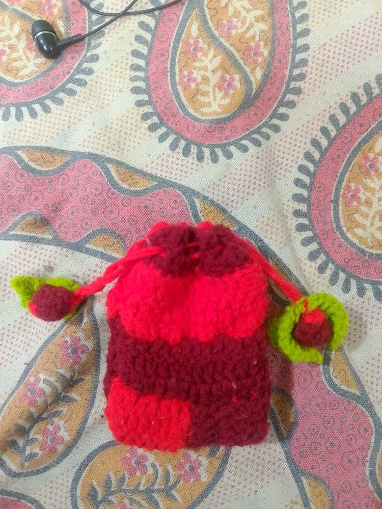 Handmade Crochet Drawstring Pouch
