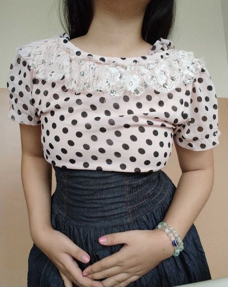 Retro Polka Dot Lace Dress