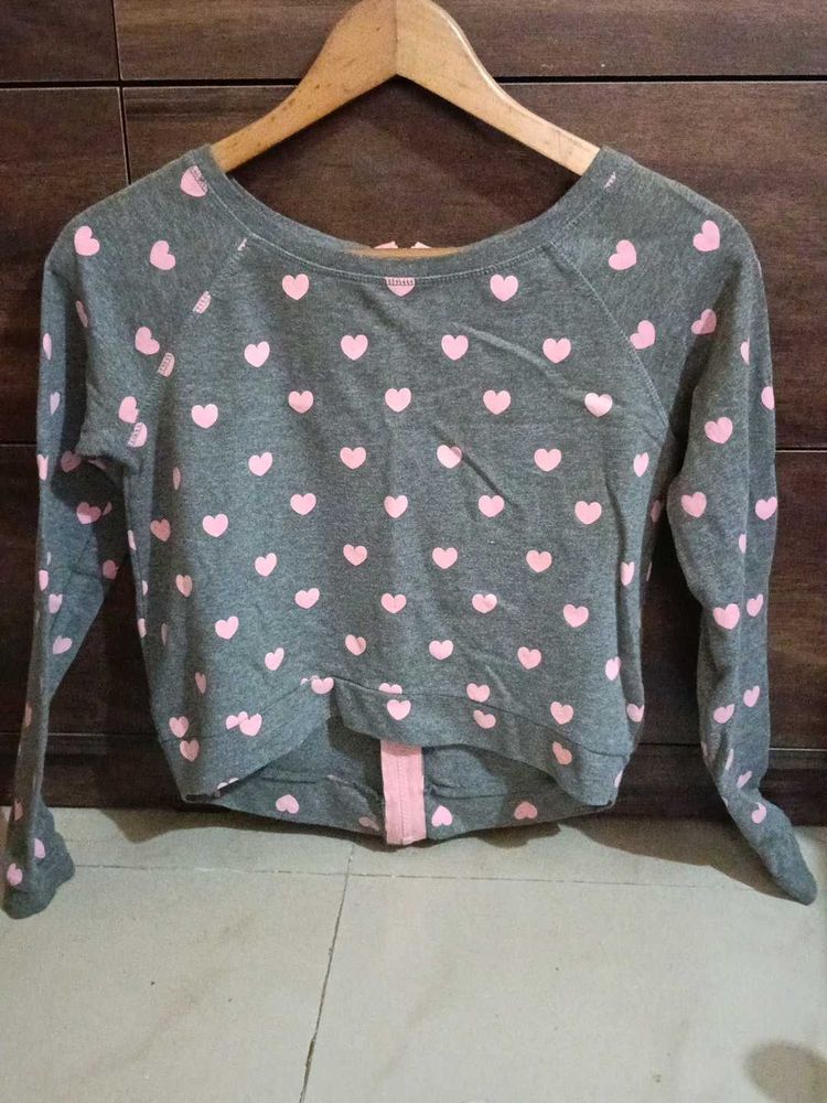 Heart Print Long Sleeve Top