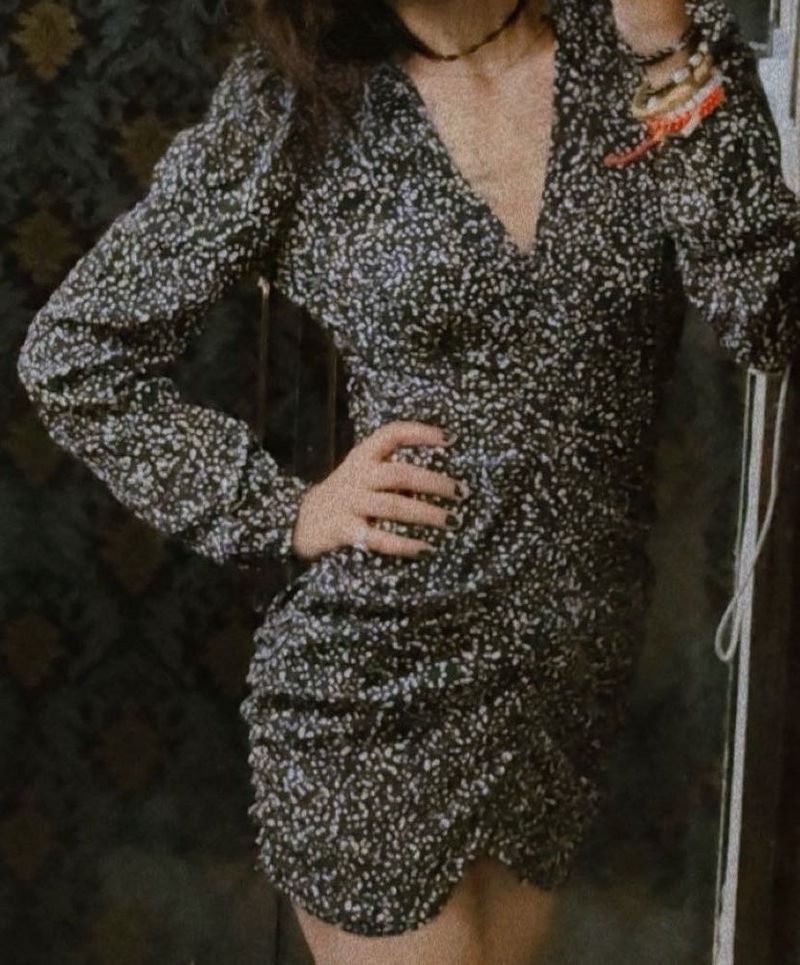 Chic Speckled Ruched Mini Dress