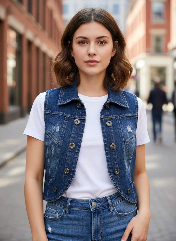 2 Denim combo offer Vest with Button