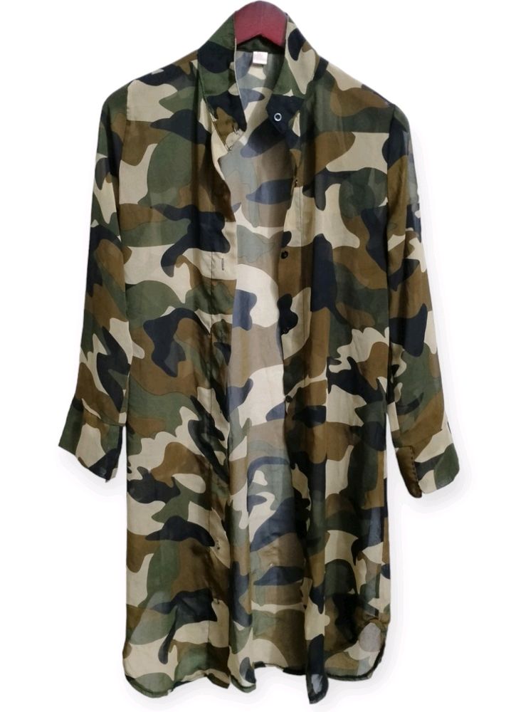 Camouflage Sheer Longline Shirt (Woman)