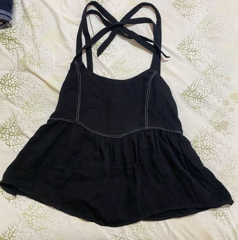 Black Tie-Strap Tank Top