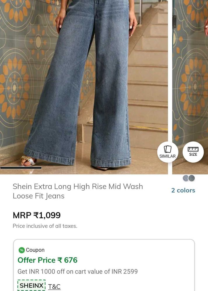 Shein High Rise Wide Leg Jeans 399rs