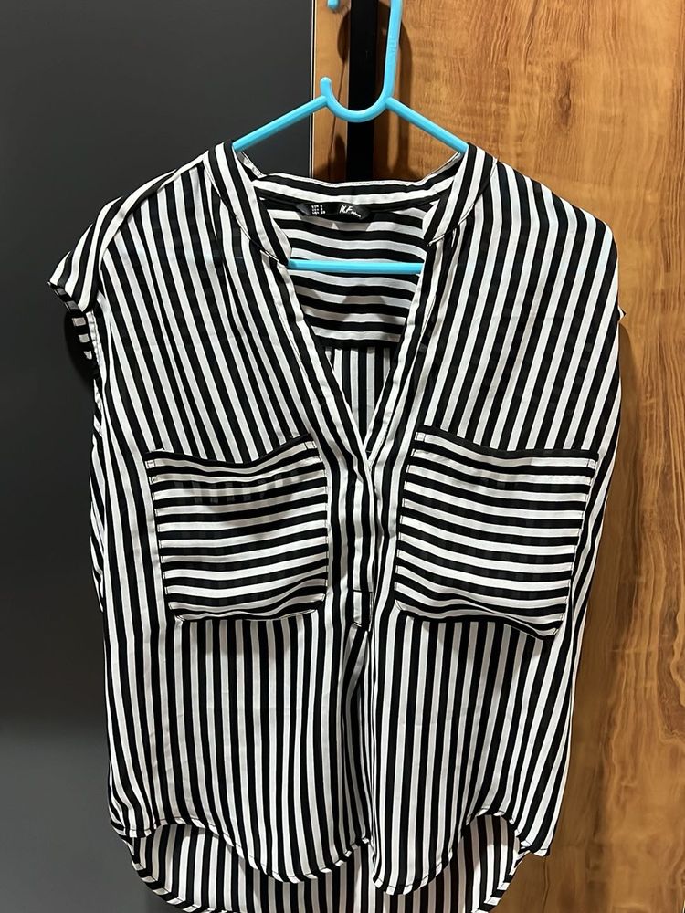 Striped Button-Up Blouse