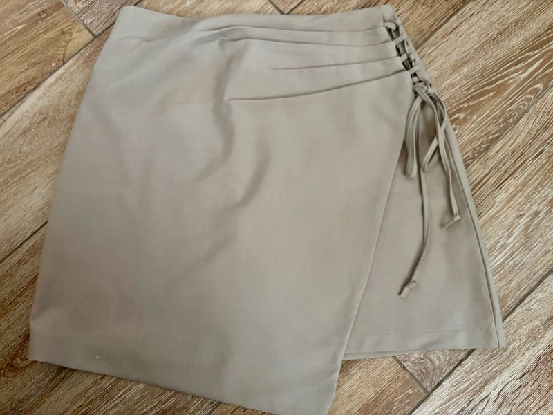 Stylish Taupe Wrap Mini Skirt