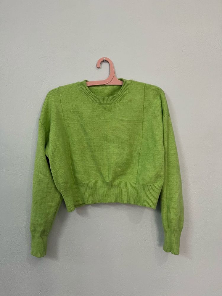 Cropped Crew Neck Sweater