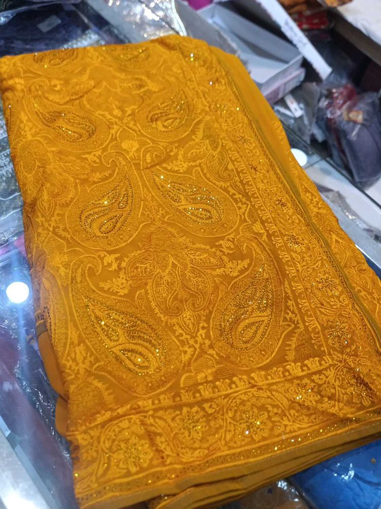 Mustard Paisley Saree (Issue)