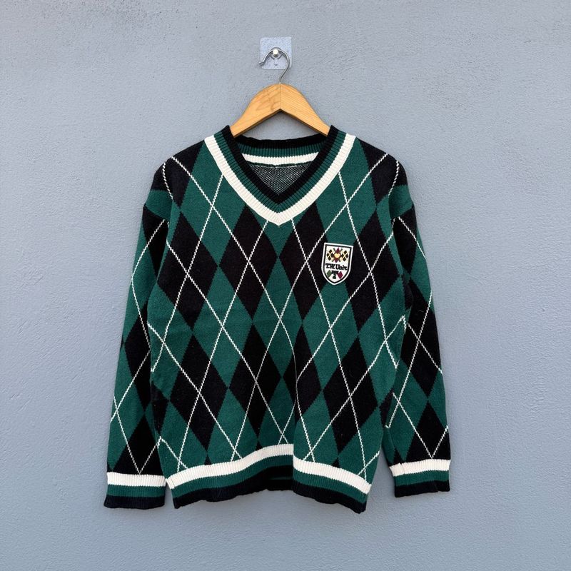 Argyle V-Neck Sweater