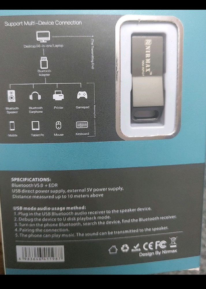 NIRMAX (NR-WR01) Bluetooth V5.0+EDRWireless Metal