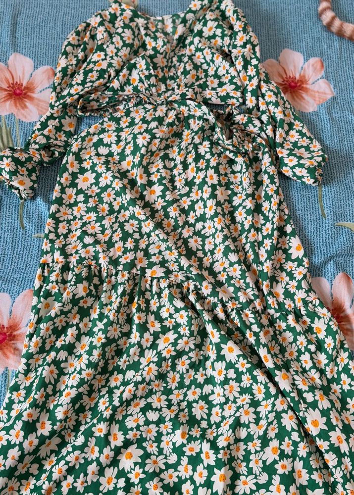 Floral Green Maxi Dress