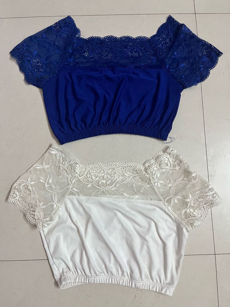 Lace Detail Crop Top - Set of 2
