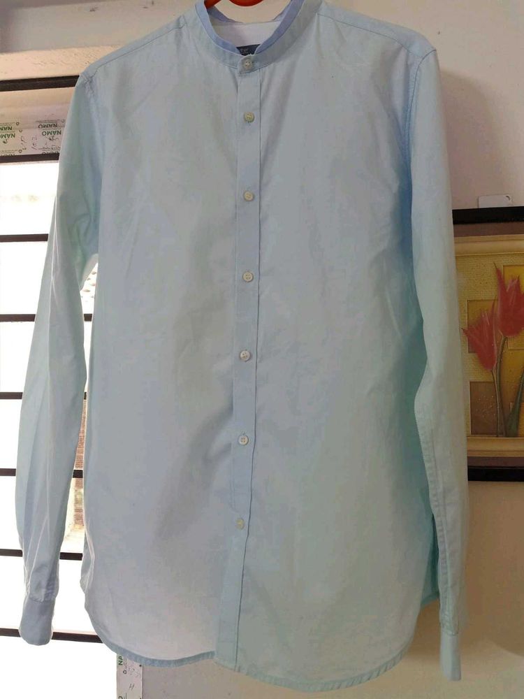 MENS Chineese Collor Ky Blue Shirt