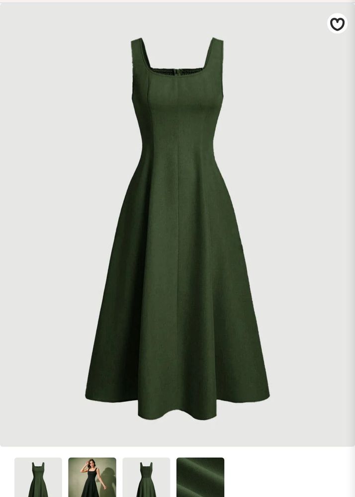 Olive Green Fit &amp; Flare Dress