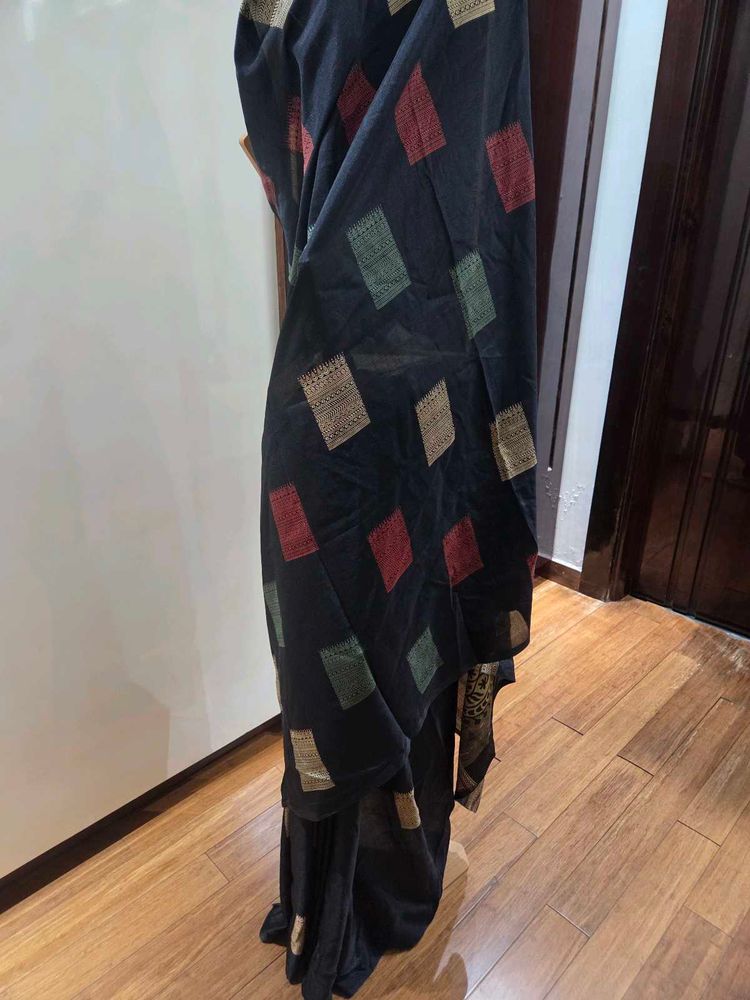 Elegant Black Printed Saree