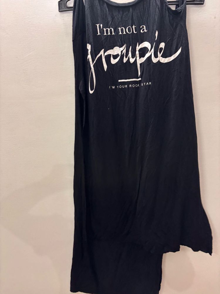 Black Graphic Tank Dress