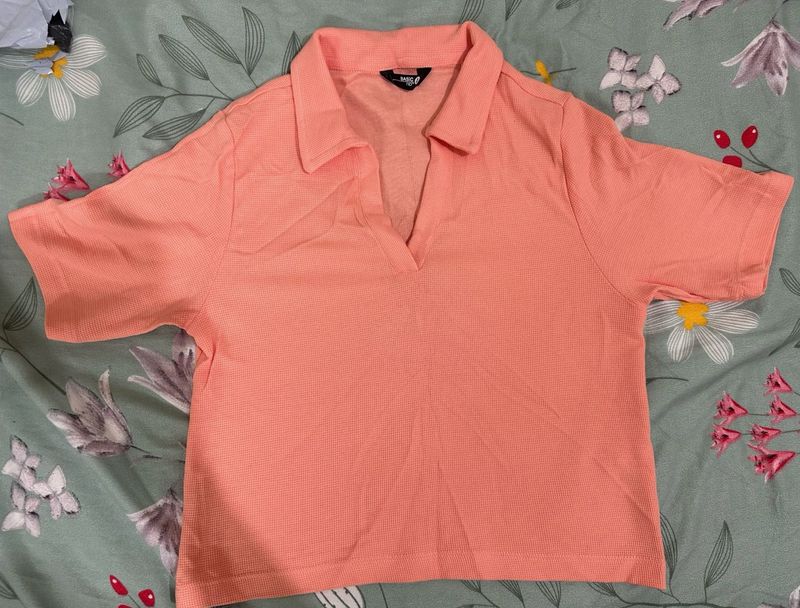 Peach Polo Top