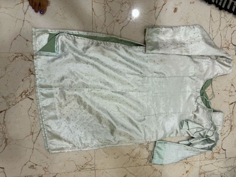 Light Green Kurti with Subtle Polka Dots