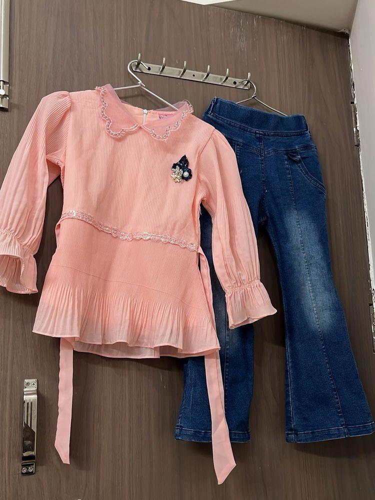 new Cute Girls&#39; Top &amp; Jeans Set 5-7 yr o