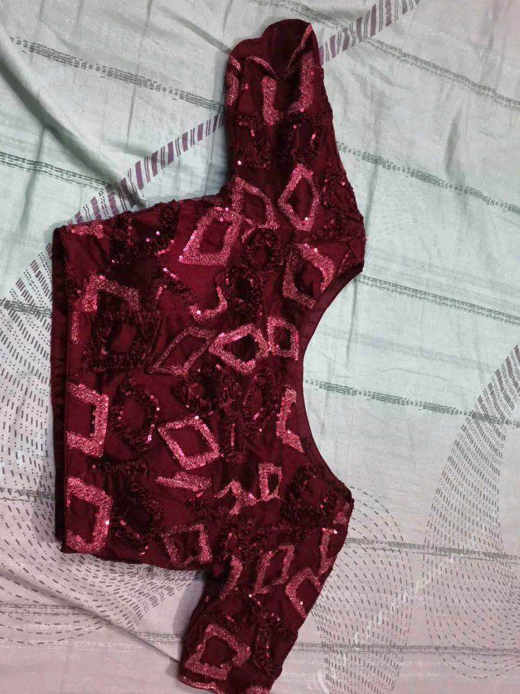 Maroon Sequin Blouse